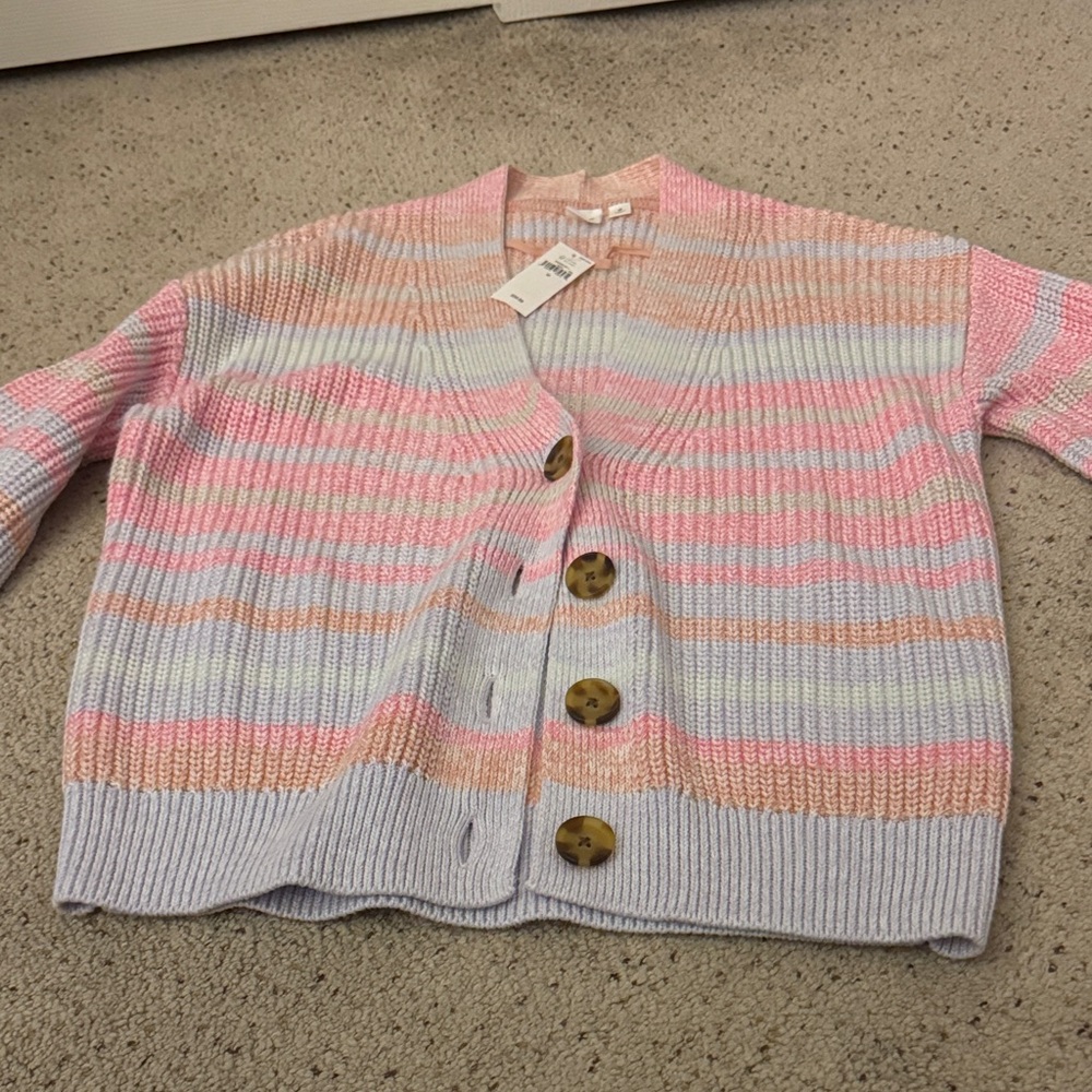 GAP Peach and Light Gray Knit Sweater